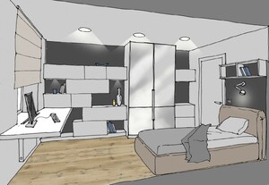 Заказать  «от производителей» личный Блиц-проект интерьеров жилого пространства в г. Черкассы  . Спальня-кабинет 10,2 м2.